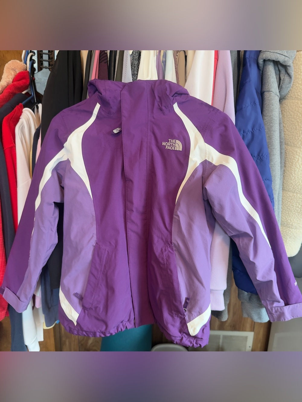 The North Face Girls' Purple and Lavenderdouble layer jacket with White Accents,